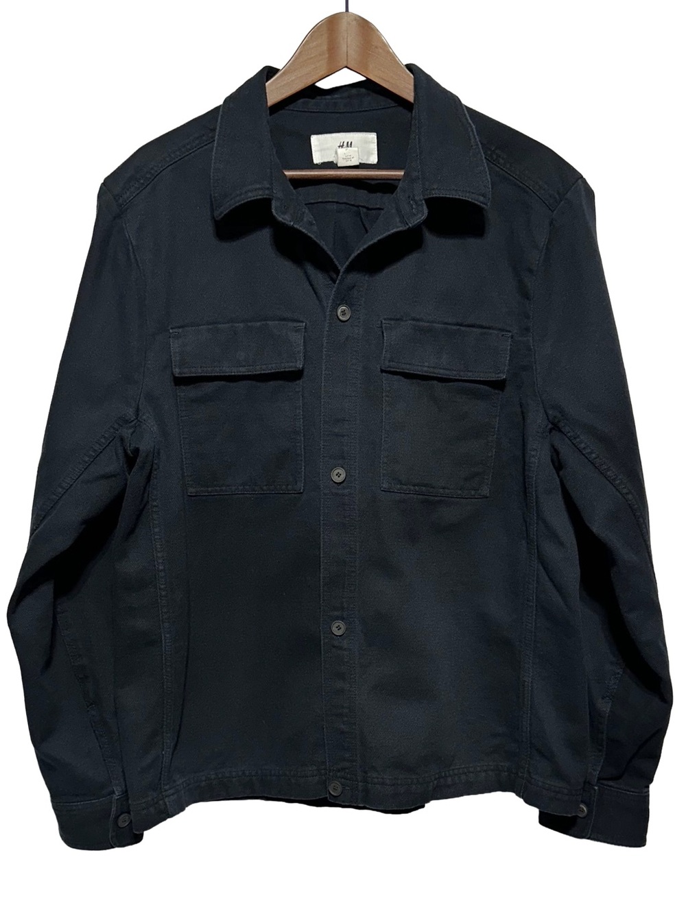 H&M Black Cotton Utility Shacket Overshirt Jacket L/XL